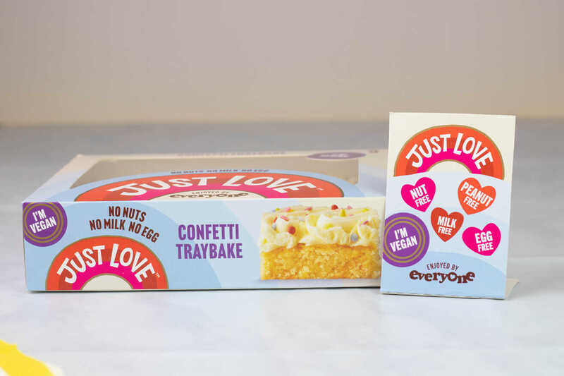 New Confetti Traybake for Allergy Awareness Week launched by Just Love Food Company. Allergy Awareness Week, Confetti Traybake, Just Love Food Company Food and Beverage Business