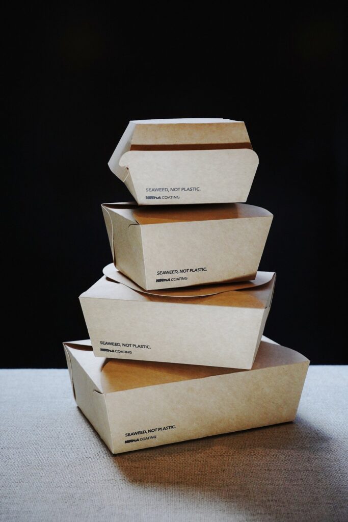 Notpla's Seaweed-Based Packaging Coating Recognized as Plastic-Free by the EU's Single Use Plastics Directive food and drink sustainable packaging, Food packaging, Plastic free, return a list of comma separated keywords: [food and drink packaging, sustainable packaging, takeaway Food and Beverage Business sustainable packaging