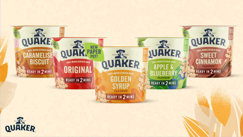 Quaker Oats transitions to paper packaging for their porridge pots paper packaging, porridge pots, Quaker Oats Food and Beverage Business