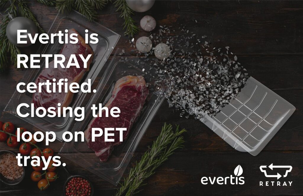 Evertis Ibérica Achieves RETRAY Certification for PET Thermoformed Trays in Commitment to Circular Economy food and drink packaging, food and drink sustainable packaging, Food packaging, plastic, Recyclability Food and Beverage Business
