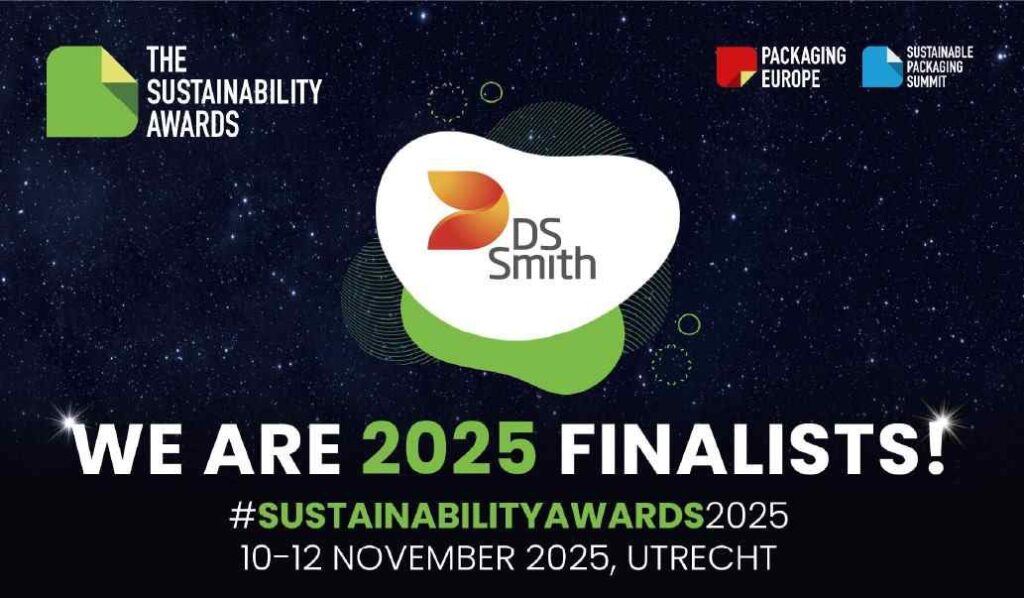 DS Smith Lift Up Packaging Innovation Selected as Finalist in Climate Category for 2025 Sustainability Awards beverage packaging, food and drink packaging, food and drink sustainable packaging, Machinery, paper Food and Beverage Business