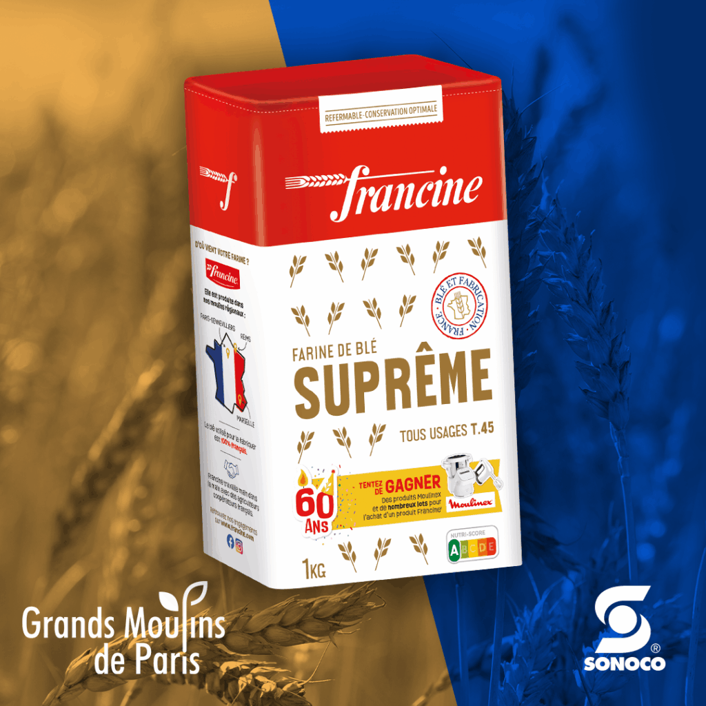 Sonoco and Grands Moulins de Paris Celebrate 60 Years of the Iconic Francine Brand with Limited-Edition GreenCan Packaging Food and Beverage Business Sonoco and Grands Moulins de Paris Celebrate 60 Years of the Iconic Francine Brand with Limited-Edition GreenCan Packaging Food and Beverage Business