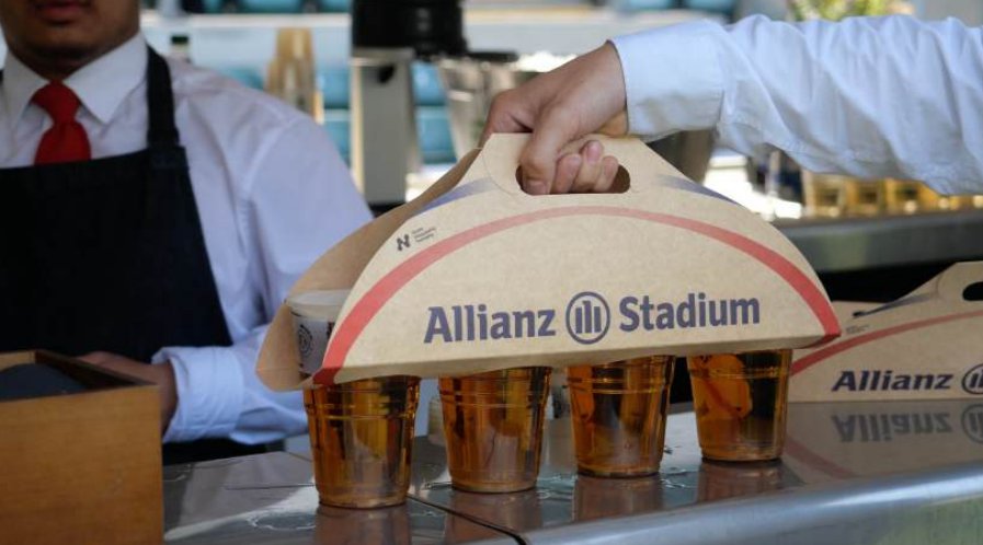 Allianz Stadium Launches UK's First Plastic-Free Drinks Carrier in Partnership with Notpla and Levy beverage packaging, events, food and drink packaging, food and drink sustainable packaging Food and Beverage Business