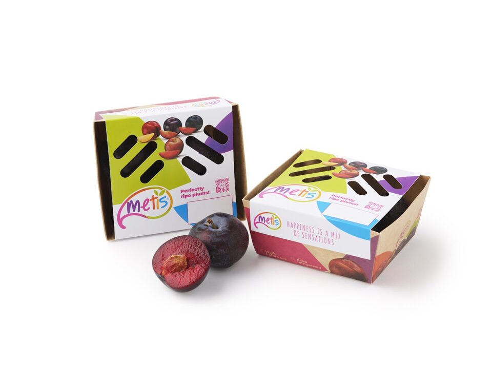 Metis® Plums Unveil Innovative LinerlessLid Punnet Packaging by Coveris at Tesco Carton, food and drink packaging, food and drink sustainable packaging, Food packaging, paper, Resource Efficiency Food and Beverage Business