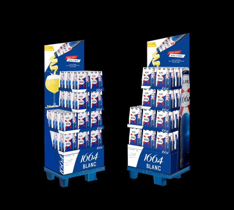 DS Smith Unveils Eye-Catching and Eco-Friendly Display for Carlsberg's 1664 Blanc Launch in Germany beverage packaging, Corrugated, food and drink packaging, food and drink sustainable packaging Food and Beverage Business