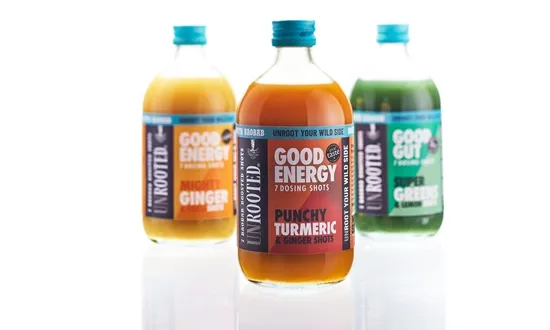 New Glass Dosing Bottle for UNROOTED Beverages drinks, Here are some tags based on the title "New glass dosing bottle for UNROOTED drinks": - New - Glass - Dosing Bottle - UNROOTED - Drinks - Beverage - Packaging - Eco-Friendly - Design - Innovation, new pack Food and Beverage Business