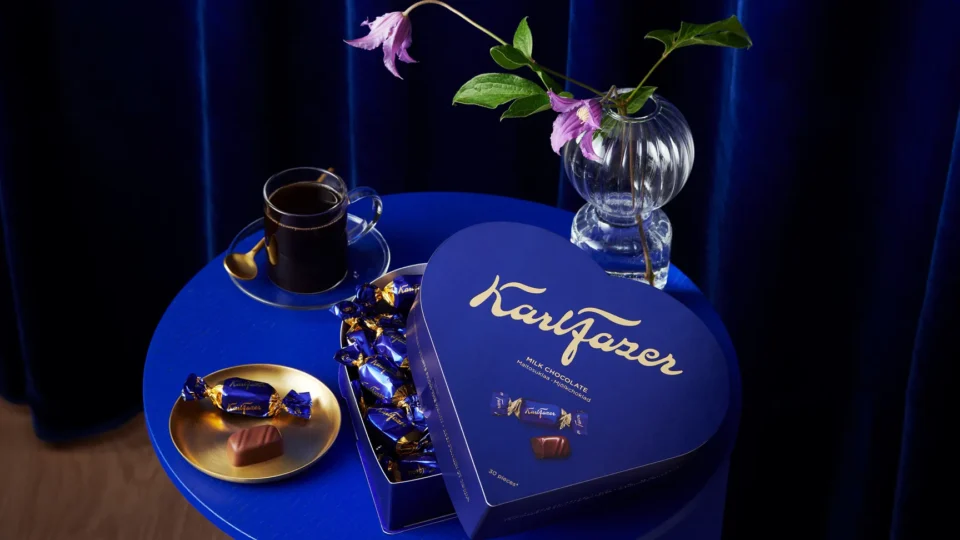 Frazer Heart-shaped box of chocolates displayed.