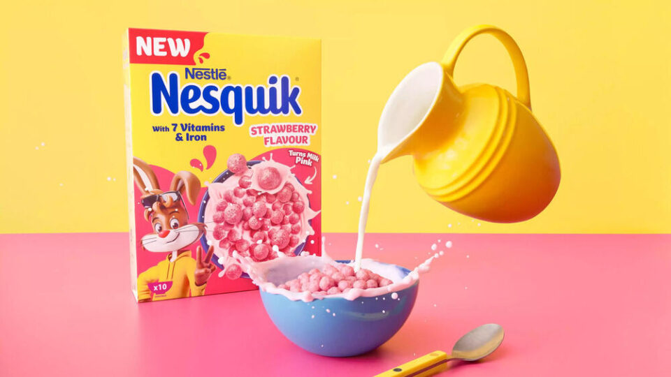 Nesquik Launches Strawberry-Flavored Cereal Variety aisles, Cereal, flavour, Nesquik, Strawberry Food and Beverage Business