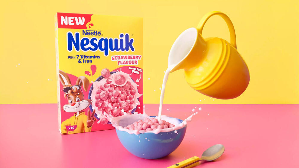 Nesquik Launches Strawberry-Flavored Cereal Variety aisles, Cereal, flavour, Nesquik, Strawberry Food and Beverage Business