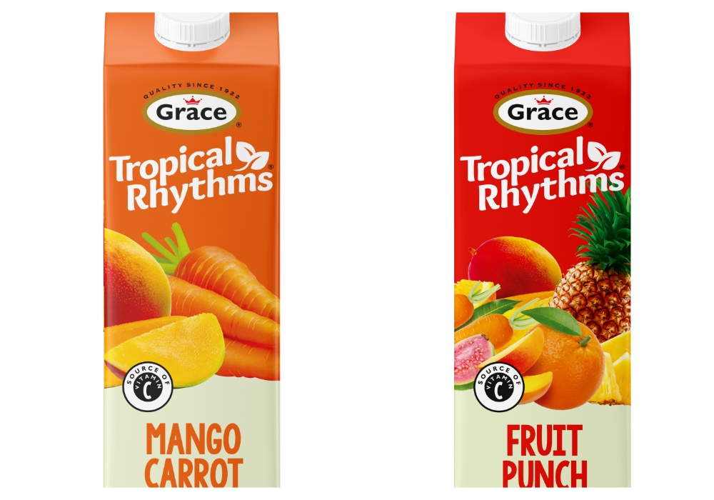 Grace Foods Revamps Tropical Rhythms Packaging - product refresh, - tropical flavors, - Tropical Rhythms, Beverage, Branding, consumer products, Food Industry, Here are some tags based on the title "Grace Foods refreshes Tropical Rhythms packs": - Grace Foods, marketing, packaging Food and Beverage Business